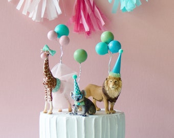 Party Animal Cake Toppers for Safari Birthday Parties