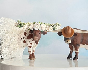 Longhorn Bride and Groom Wedding Cake Toppers/Bridal Shower