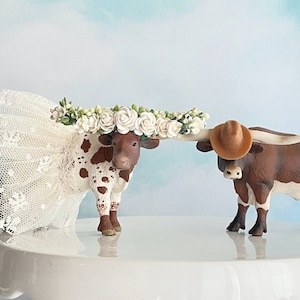 Longhorn Bride and Groom Wedding Cake Toppers/Bridal Shower