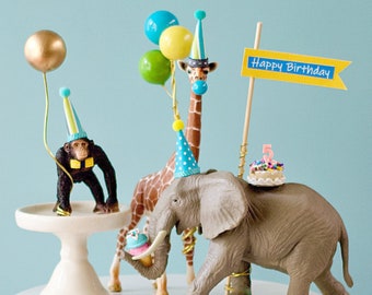 Elephant Safari Birthday Party Centerpiece / Birthday Decor / Calling All Party Animals / Jungle Birthday Party Boy