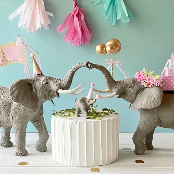 Elephant Birthday Decor Cake Topper Wild One Birthday Safari Table Decor Centerpieces Girl Elephant Baby Shower Decorations Safari Nursery