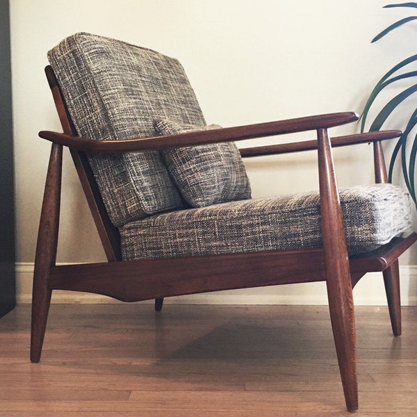 RESERVED for JR Vintage Mid Century Modern MCM Lounge Chair Danish Style 1950's Armchair Newly Refinished and Reupholstered