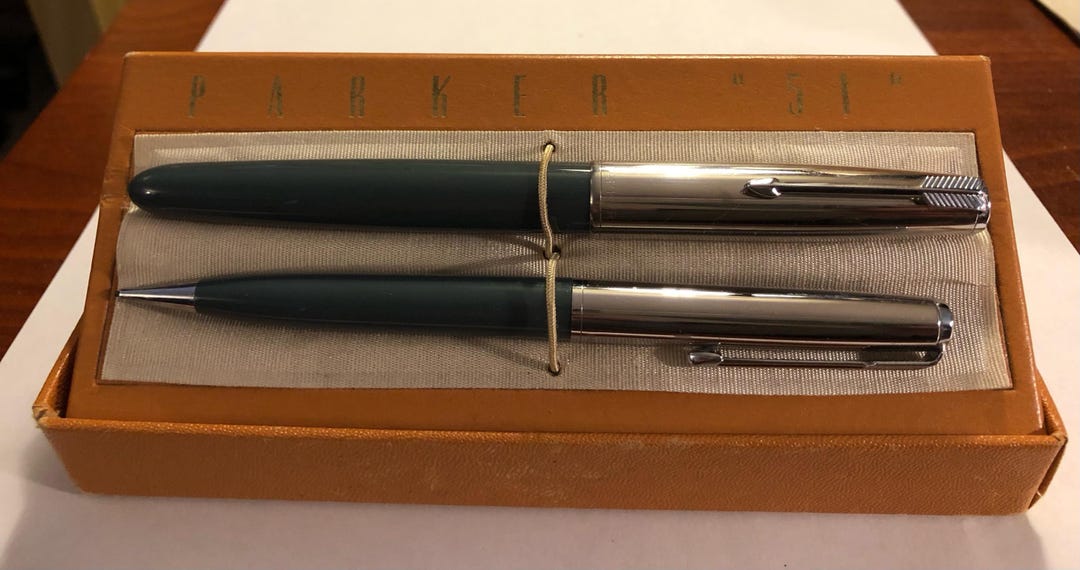 Parker 51 Special Fountain Pen Pencil Set In Box Etsy parker-51-special-fountain-pen-pencil-set-in-box-etsy