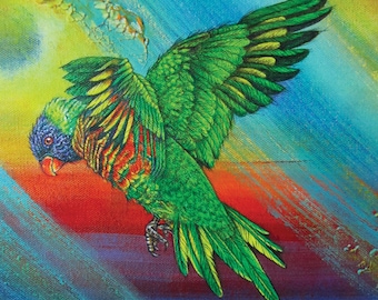 Lorikeet Ceramic Tile, Rainbow Beauty