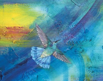 Hummingbird Ceramic Tile, Upward Flight