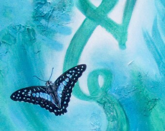 Butterfly Ceramic Tile, Blue Queen I