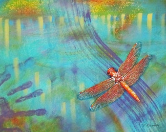 Dragonfly Ceramic Tile, Flames in the Darkness