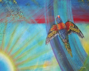 Lorikeet Ceramic Tile, Rainbow Sun