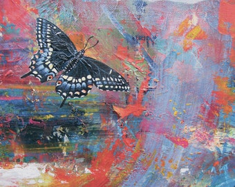 Black Swallowtail Butterfly Ceramic Tile, Flight to Joy