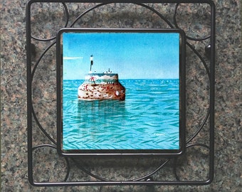 Acrylic Tile Trivet - Waters Art, Black Iron Frame