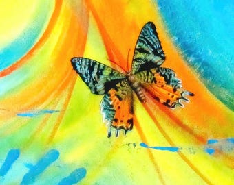 Sunset Moth Ceramic Tile, Flight to the Horizon