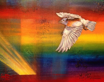 Bluebird Ceramic Tile, Rainbow Flyer