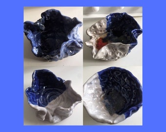 bowl Blue /& White glazed ceramic vessels dish hand made by Harper Bizarre Art