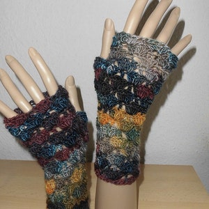 fingerlose Handschuhe blau/braun Bild 2