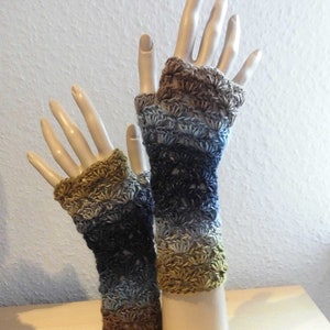 fingerlose Handschuhe blau/braun Bild 1