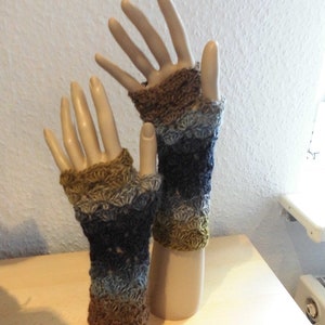 fingerlose Handschuhe blau/braun Bild 2