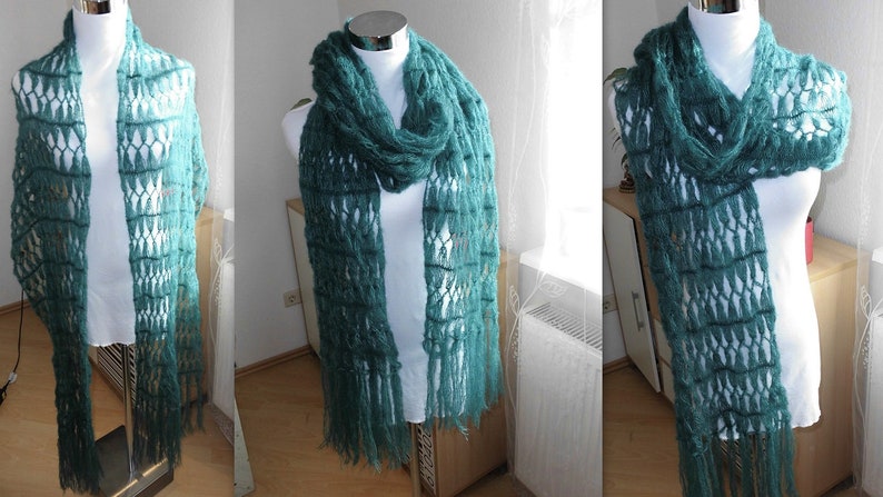 XL scarf mohair/silk fir green image 7