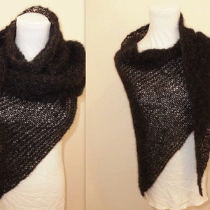 Triangular scarf - mohair and silk - black