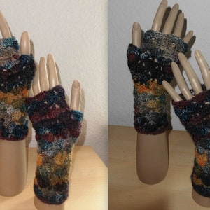 fingerlose Handschuhe blau/braun Bild 4