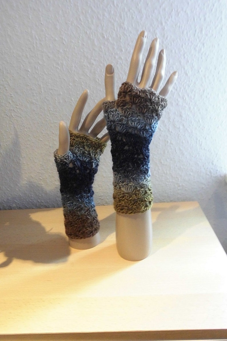fingerlose Handschuhe blau/braun Bild 4