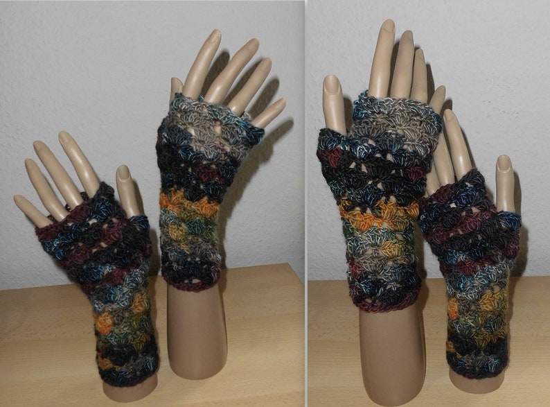 fingerlose Handschuhe blau/braun Bild 3