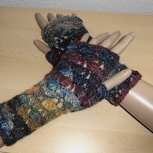 fingerlose Handschuhe blau/braun Bild 1