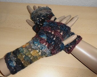 fingerlose Handschuhe - blau/braun