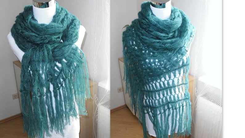 XL scarf mohair/silk fir green image 5