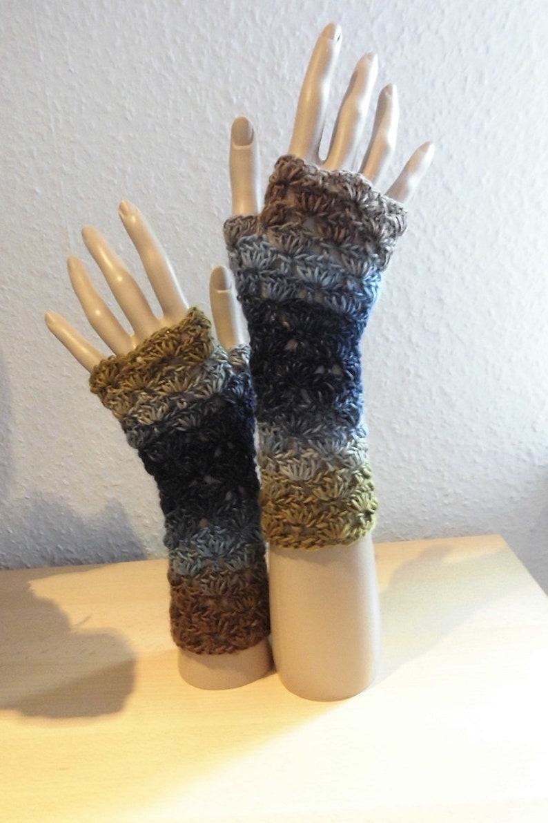 fingerlose Handschuhe blau/braun Bild 1