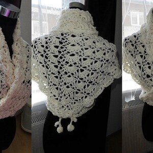 Crochet Triangular Cloth cream white image 3