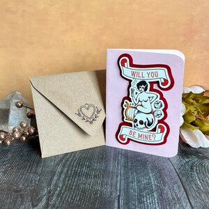 Handmade Card Will you be mine American Traditional Tattoo Art Mature Listing Free Shipping image 2