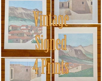 Vintage Signed Lithographs Four Southwestern Prints - 1980s American Modern Artist Robert White - Free Shipping