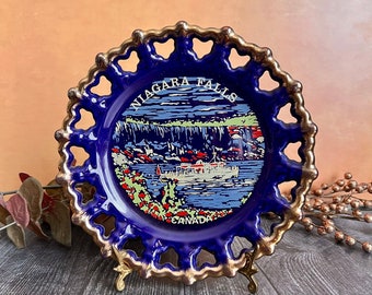 Vntg Canada Niagara Falls Porcelain Plate Souvenir - Free Shipping