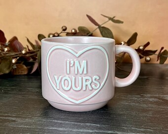 Vntg Candy Heart Mug “I’m Yours” Valentines Gift - Free Shipping