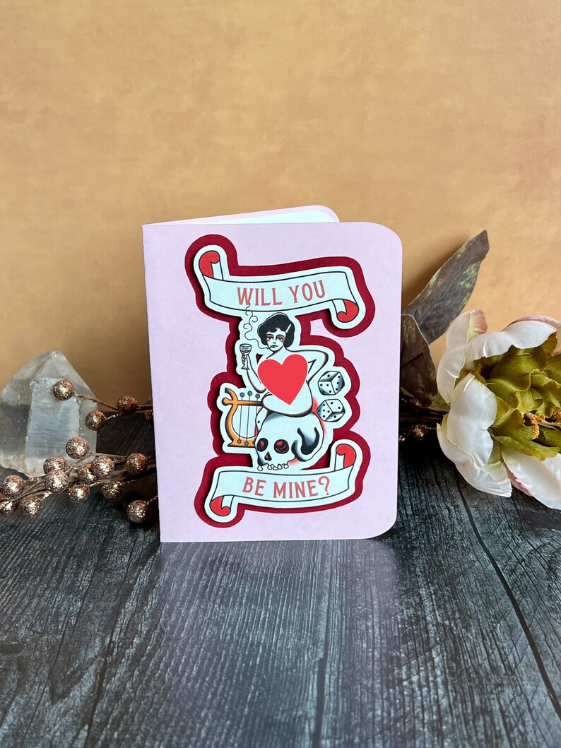 Handmade Card Will you be mine American Traditional Tattoo Art Mature Listing Free Shipping image 1