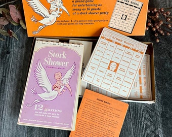 1970 Baby Shower Bingo Games Stork Bingo Leister Game Co Ohio - Free Shipping