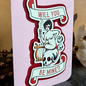 Handmade Card Will you be mine American Traditional Tattoo Art Mature Listing Free Shipping image 3