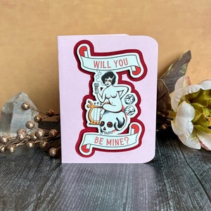 Handmade Card Will you be mine American Traditional Tattoo Art Mature Listing Free Shipping image 4