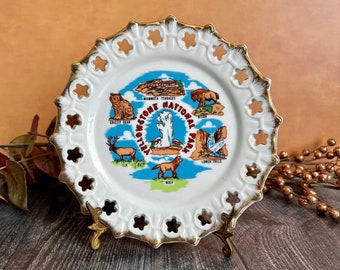 Vntg Yellowstone Souvenir Porcelain Plate - Free Shipping