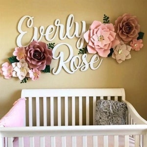 60" First + Middle Name, girl nursery name sign, custom name sign, nursery wall art, wooden name, nursery decor