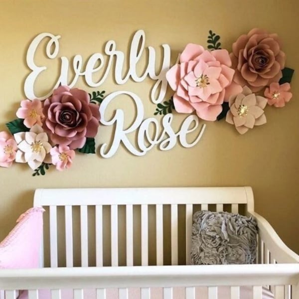 60" First + Middle Name, girl nursery name sign, custom name sign, nursery wall art, wooden name, nursery decor