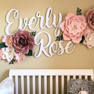 60" First + Middle Name, girl nursery name sign, custom name sign, nursery wall art, wooden name, nursery decor, baby name cutout, letters
