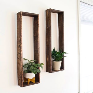 2 Set Long Wood Box Wall Décor - Wood Shelves - Rustic Décor - Plant Décor - Floating Box Shelves