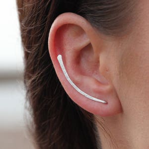 Ear climbers | Fine silver ear crawler silver minimalist crawler earring silver 999. Ear party - ear stack. Vine earrings.