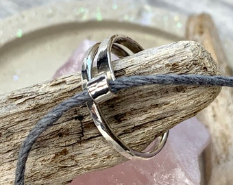 Sterling Silver Textured Ring for Knitters and Crocheters - Yarn Holder Ring - Adjustable Fit, gift for knitting and crochet enthusiasts.
