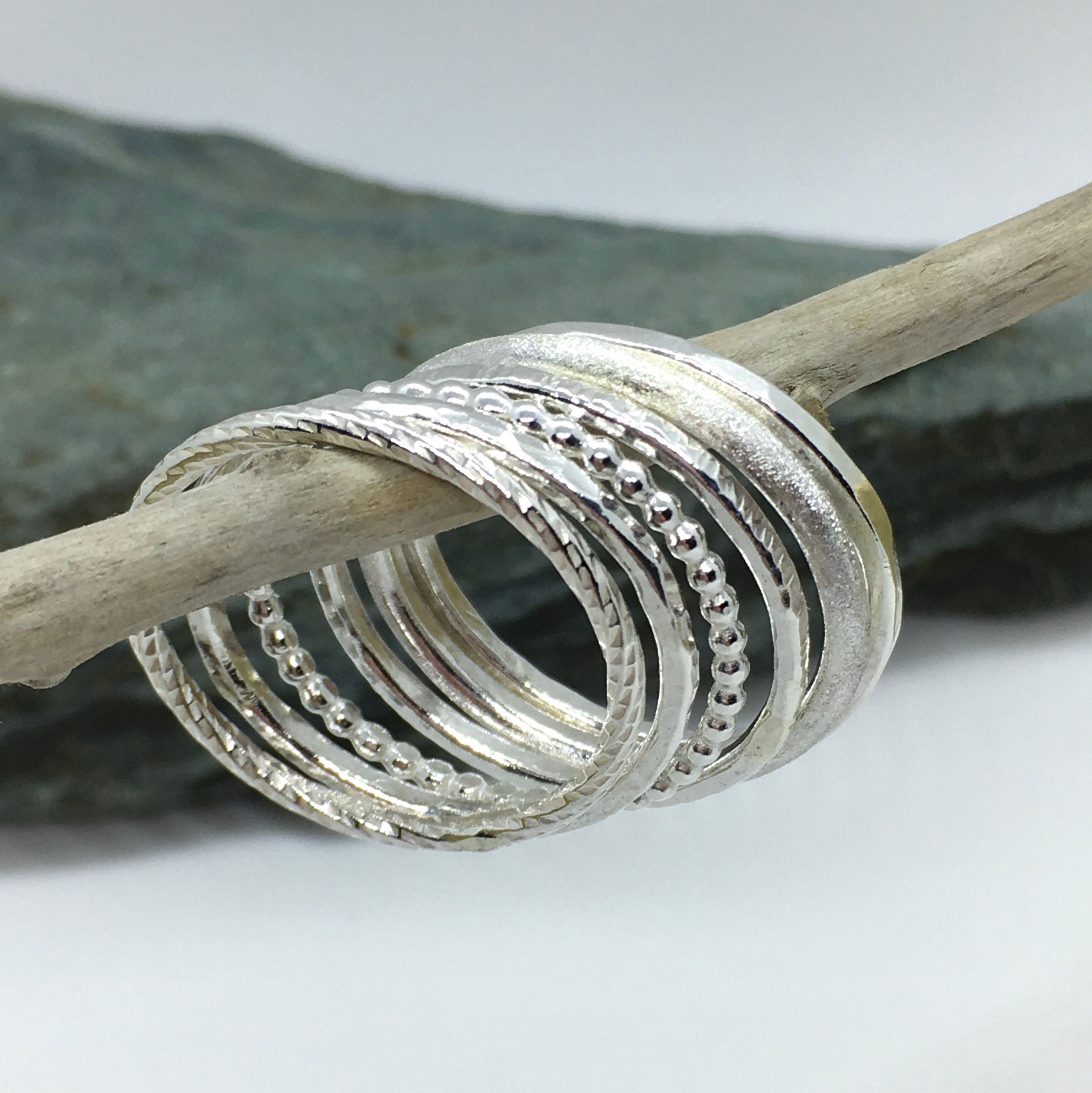 Sterling silver stacking rings set Stackable ring set 925 Etsy