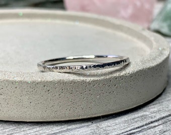 Recycled sterling silver stacking ring hammered silver ring stacker, bark textured stackable ring minimalist jewellery, simple ring band.