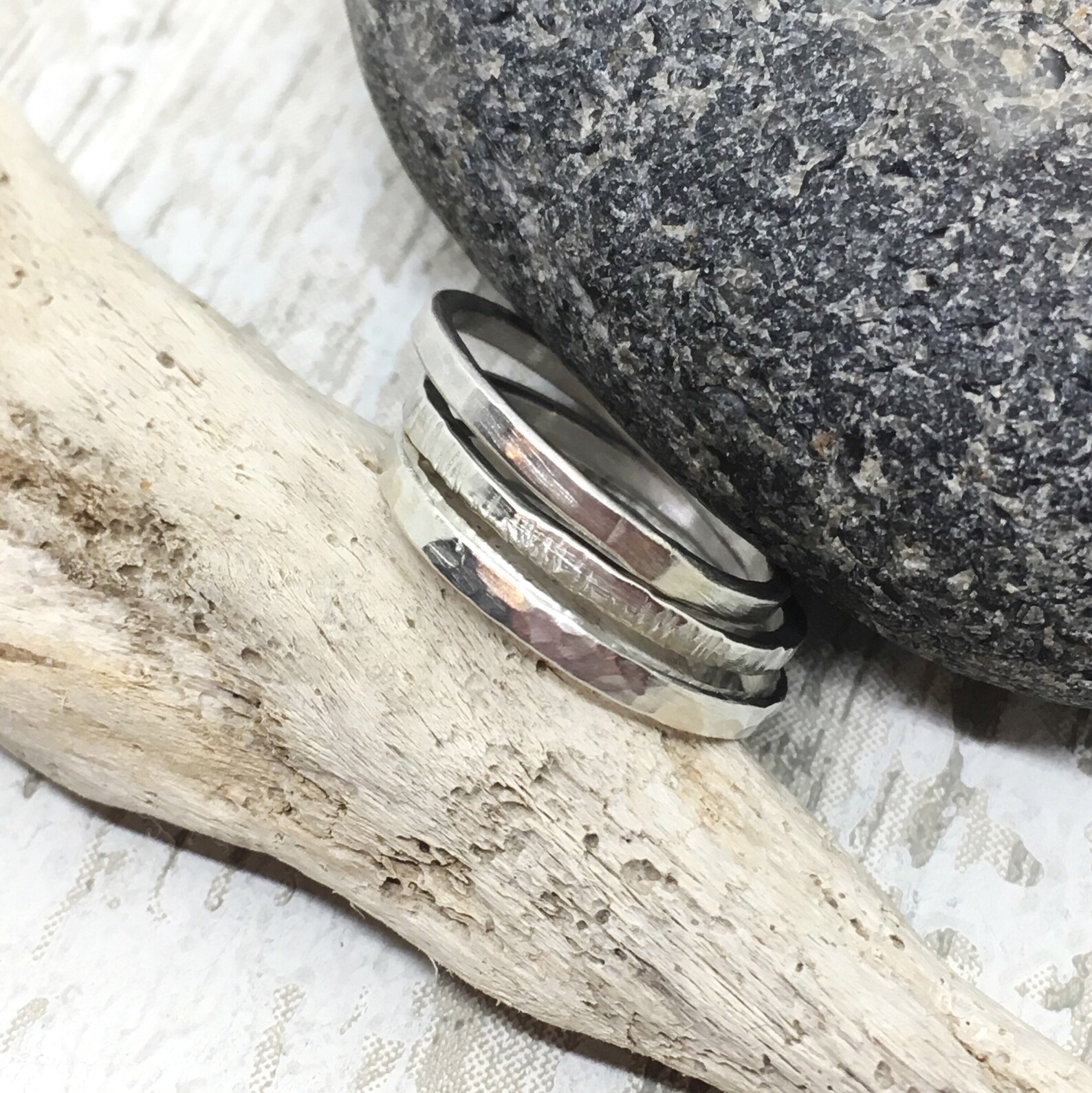 Stacking Rings Sterling Silver Rings Stackable Hammered Rings - Etsy