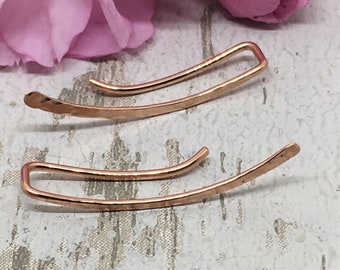 Ear climbers rose gold ear crawler gold ear jacket minimalist gold jewellery earrings rose gold studs 14ct rose gold filled ear bar