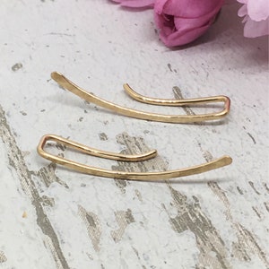 Ear climbers gold ear crawler gold ear jacket minimalist gold jewellery dainty earrings gold studs bridal jewellery 14ct gold filled ear bar